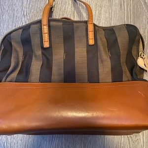 SOLD FENDI Pequin stripe tote Tobacoo SOLD